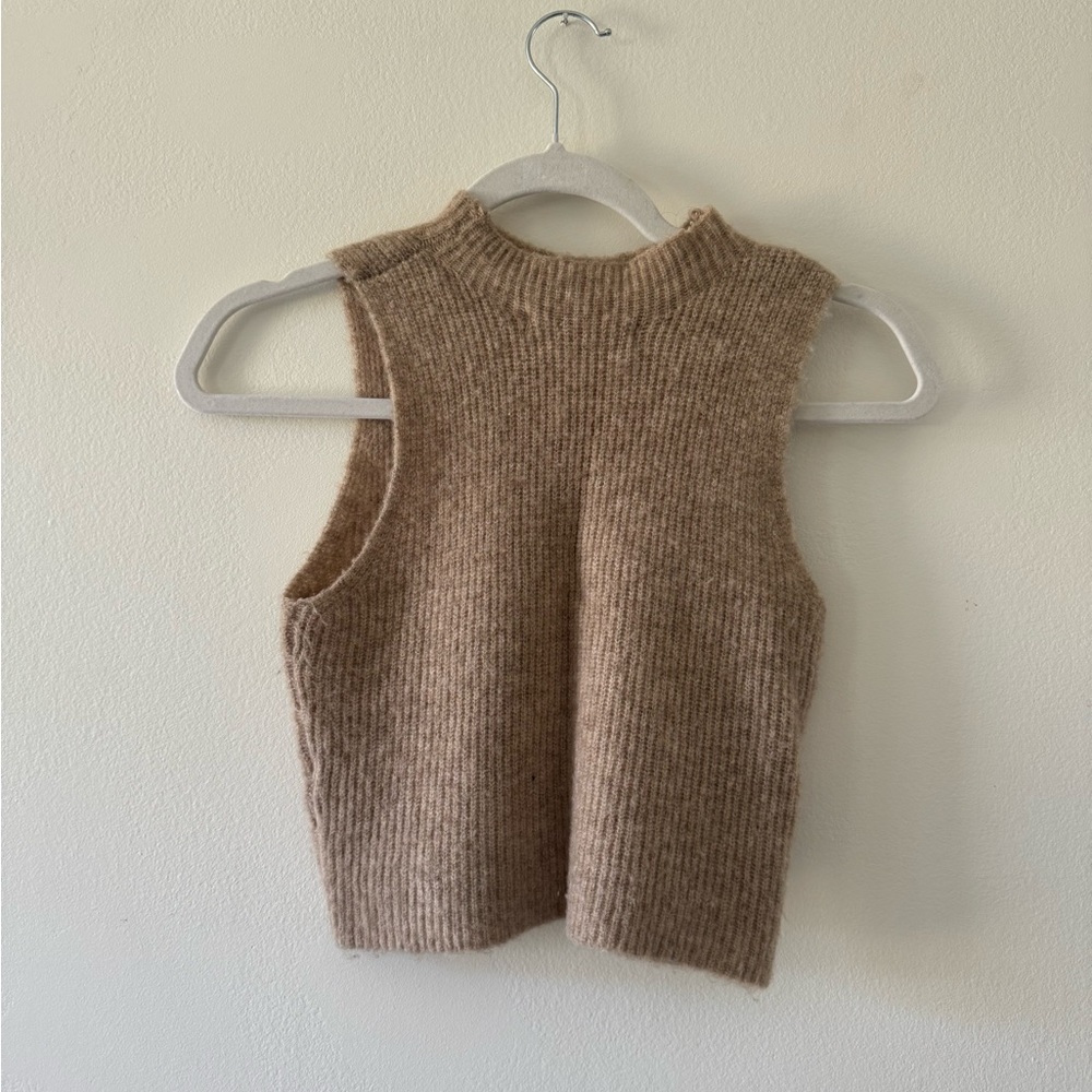 Sleeveless Tan Sweater Vest